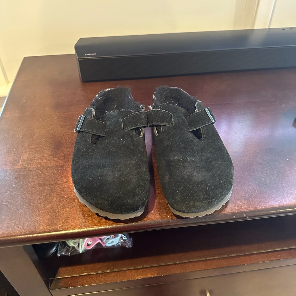 Ugg black suede slides